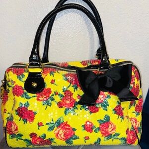 Betsey Johnson - Yellow Sequin w/ Red Roses Shoulder Tote